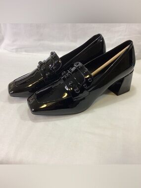 NWOB AEROSOLES Black Patent Studded Loafers SZ 8 $89